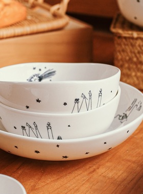 姆明Moomin 正版授权 80周年蓝与白冒险家用可爱卡通陶瓷餐具饭碗