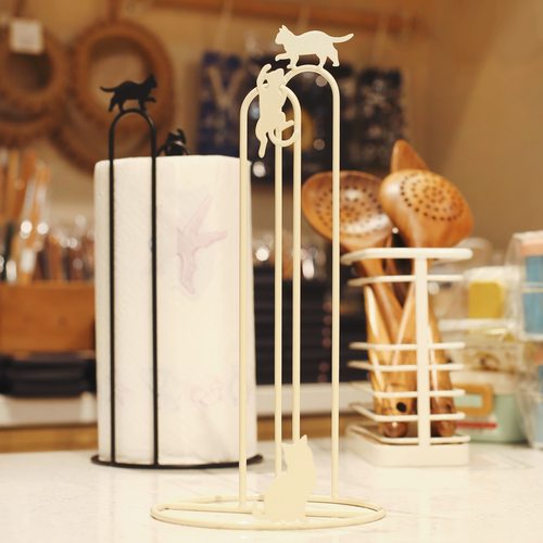 一宅立体猫咪免打孔厨房纸巾架