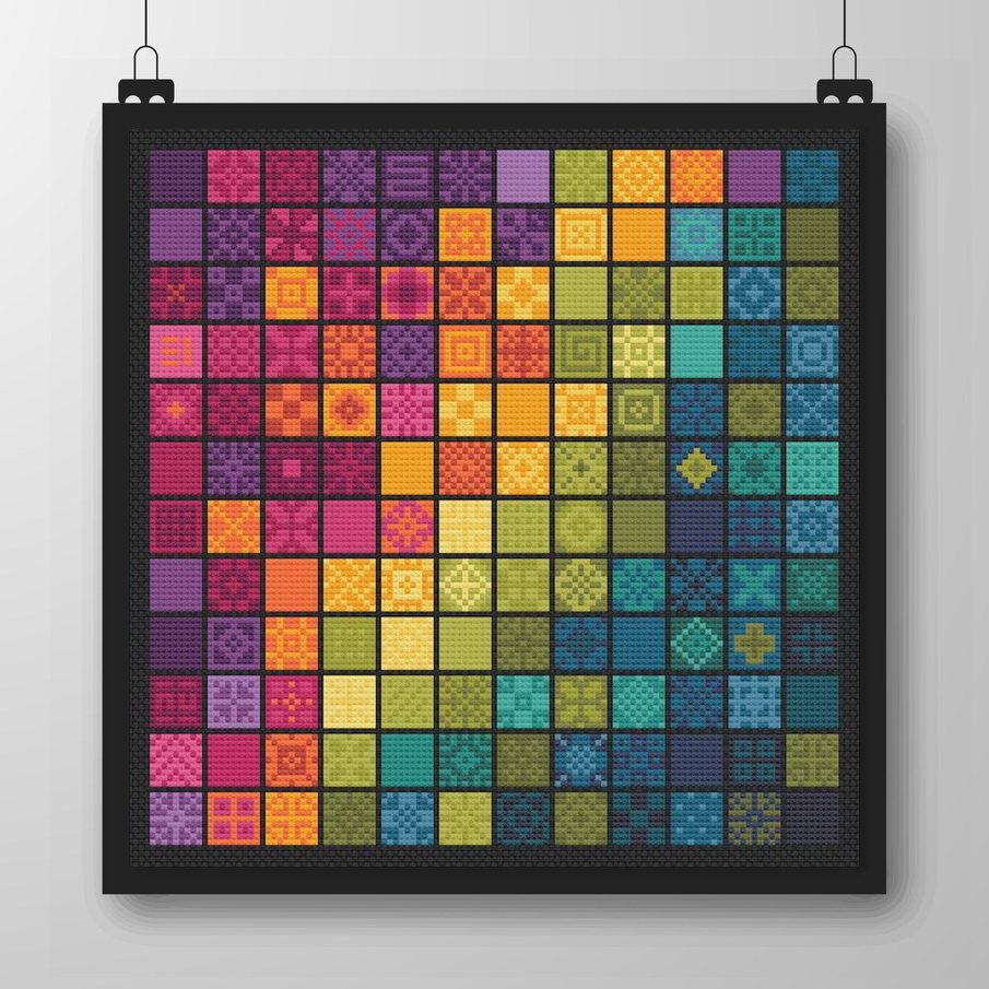 法国DMC线R线十字绣 彩虹方块 渐变印花简单手工礼物彩虹瓷砖黑布,居家布艺,十字绣套件,淘宝优惠券,粉丝福利购,淘宝优惠卷