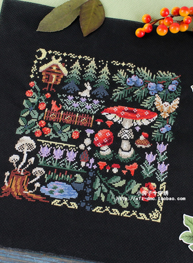 法国DMC线R线十字绣 神秘的森林 黑色布手工saga礼物简单客厅diy