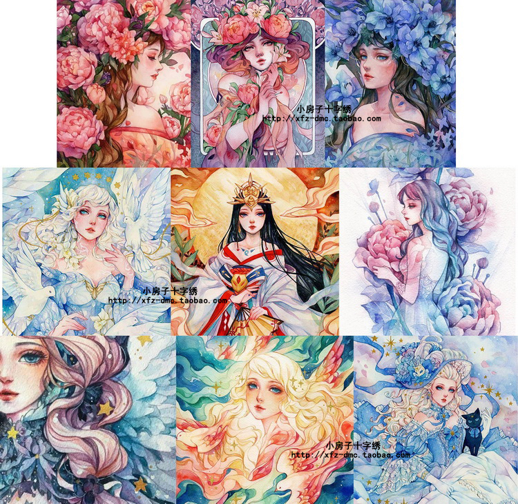 小房子十字绣 法国dmc线 花宴少女2 满绣治愈仙子印花挂线高ct布