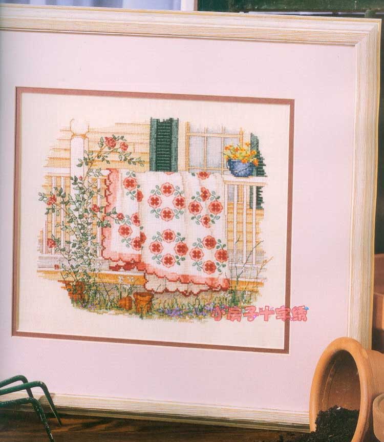 小房子十字绣正品法国晒被子祖母