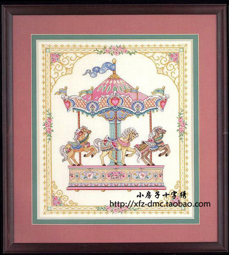 手工十字绣旋转木马珠子金属线