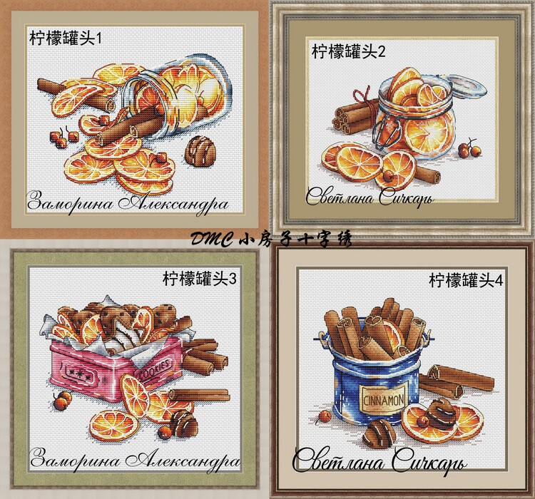 五皇冠★小房子十字绣★正品法国DMC套件-柠檬罐头 饼干蛋卷