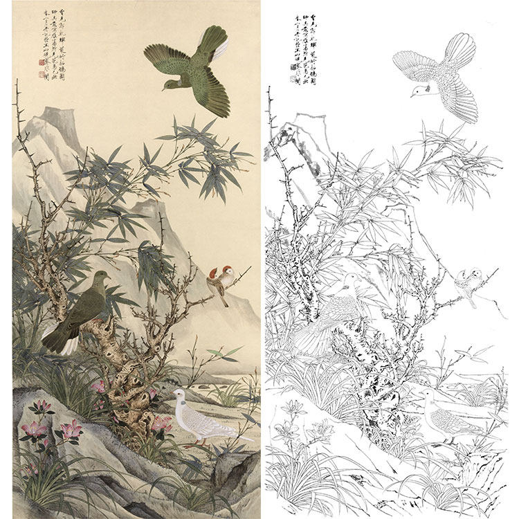 于非闇白描底稿工笔花鸟雁荡山花鸟白描底稿勾线实物打印稿YF86|ruв категории Домашний быт, декоративная живопись, китайская живопись - от Buy2taobao.com для оказания профессиональной услуги покупки агента Taobao