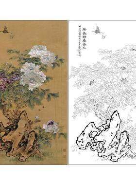 宣纸初学临摹工笔画打印白描底稿