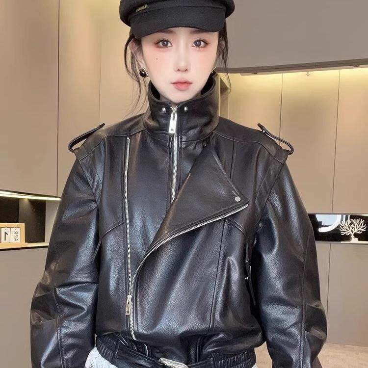 皮衣女2025早春新款设计感小众洋气机车风真皮外套长袖夹克上衣