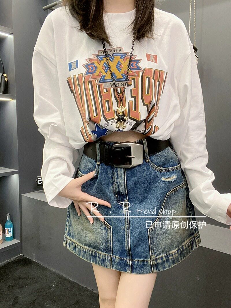 牛仔半身裙女A字裙百搭短裙