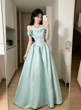 绿色晚礼服2026新款小众高级感法式生日高端宴会主持艺考长裙女