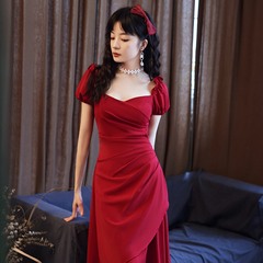 出阁宴订婚礼服夏平时可穿红色连衣裙结婚敬酒服小个子新娘回门服
