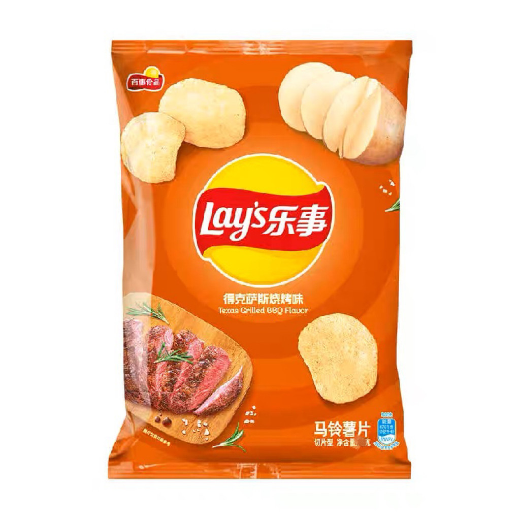 lays/乐事薯片德克萨斯烧烤味70克x1袋零食小吃休闲食品游玩