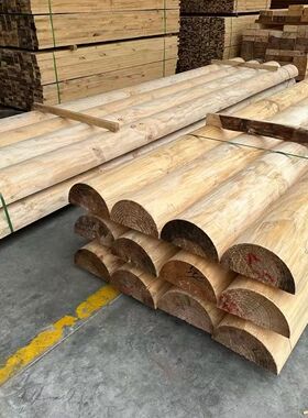 圆柱户外防腐木实木圆木柱子杉木古建房横梁原木方立柱木料