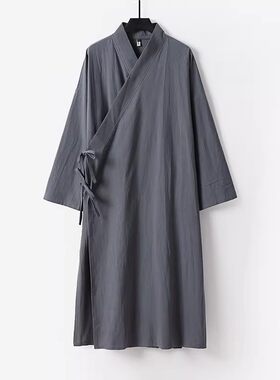 棉麻大码超长系带汉服道袍