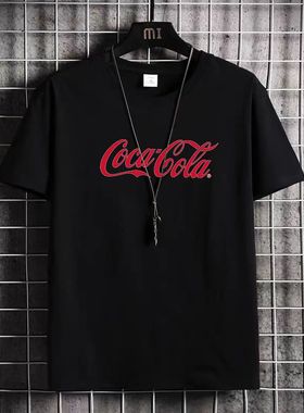 可口可乐短袖t恤 Coca Cola情侣装红色纯棉学生潮牌趣味创意衣服