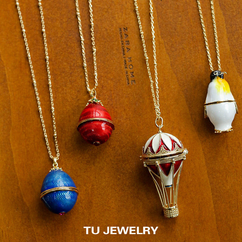 TU JEWELRY 复活节彩蛋吊坠热气球企鹅珐琅彩可打开项链个性礼物,饰品/流行首饰/时尚饰品新,项链,淘宝优惠券,粉丝福利购,淘宝优惠卷