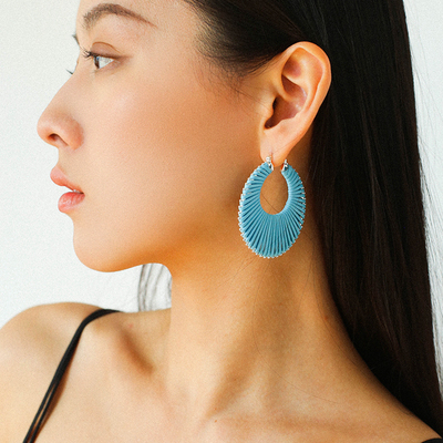 欧美小众设计高级感皮绳编织耳环