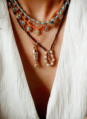 欧美小众轻奢金色灵动小鱼项链女