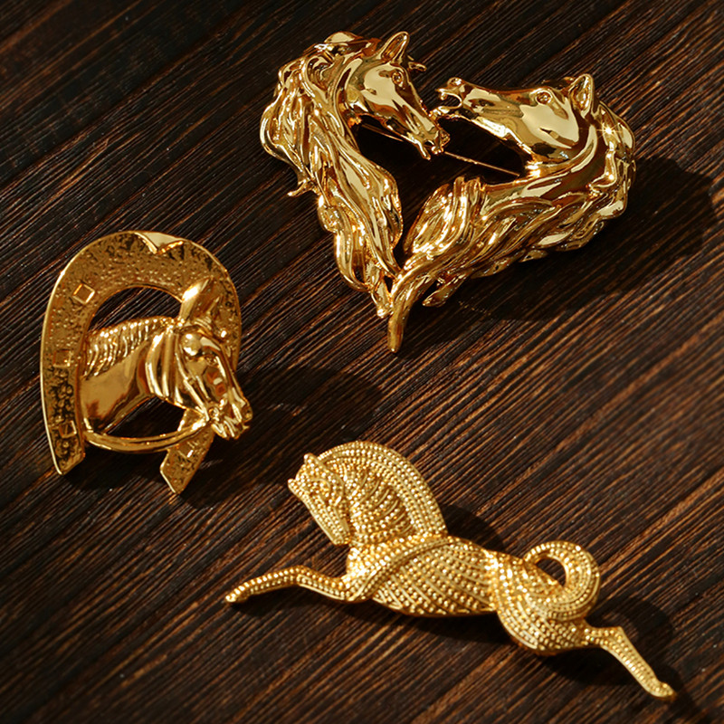 TU家 中古vintage马头胸针高档大衣西装徽章别针本命马年男女同款,饰品/流行首饰/时尚饰品新,胸针,淘宝优惠券,粉丝福利购,淘宝优惠卷