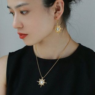 古希腊太阳神925银仿古银币项链复刻银币钱币耳环套装 JEWELRY