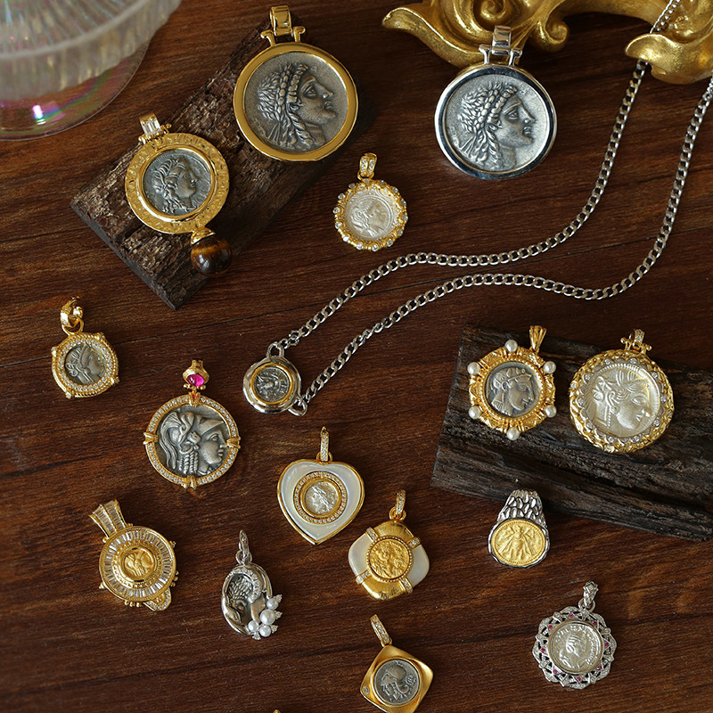 TU家轻奢vintage中古风925银浮雕人像古银币钱币吊坠复古金币项链,饰品/流行首饰/时尚饰品新,项坠/吊坠,淘宝优惠券,粉丝福利购,淘宝优惠卷