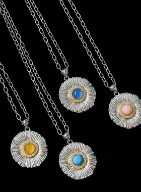 布契拉提风雏菊花吊坠项链925银