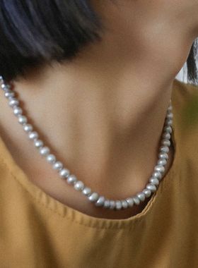 TU JEWELRY 清冷银灰色天然淡水珍珠长项链女轻奢气质高级感颈链