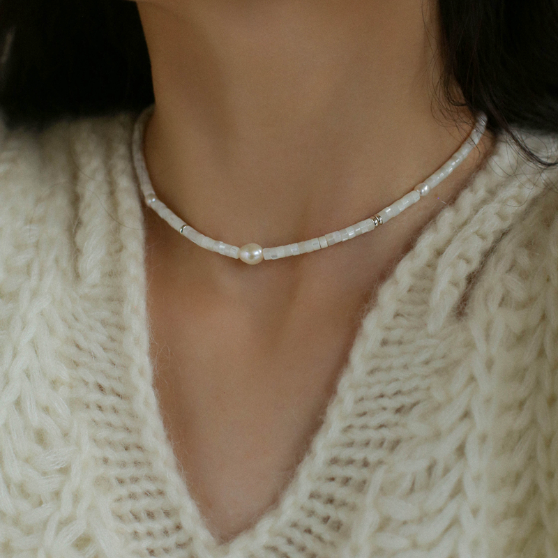 TU JEWELRY 小众天然白贝珍珠项链日韩ins简约精致百搭锁骨链颈链