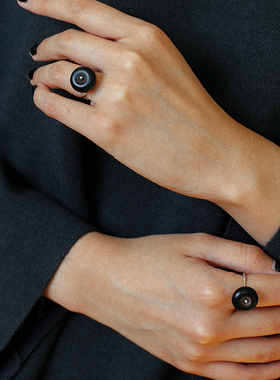 TU家 新中式复古高级感时髦百搭925银竹节黑檀木开口戒指指环女