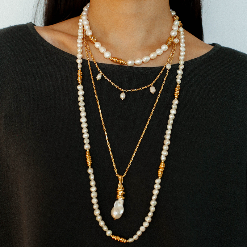 法式优雅天然巴洛克珍珠长款项链