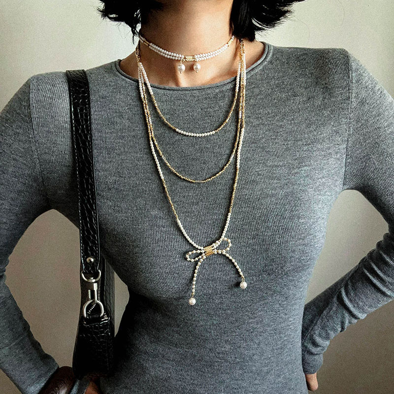 精致mini珍珠磁吸可变长项链手链