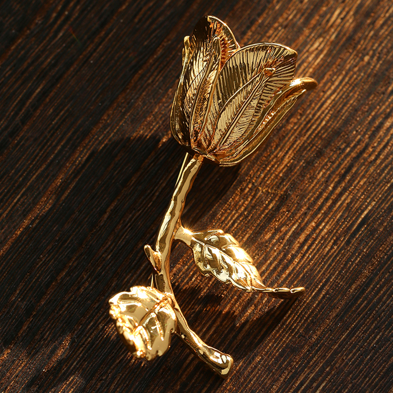 复古vintage金枝玫瑰花高档胸针