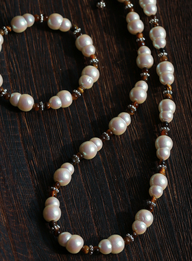 小众设计葫芦珍珠虎眼石项链手链