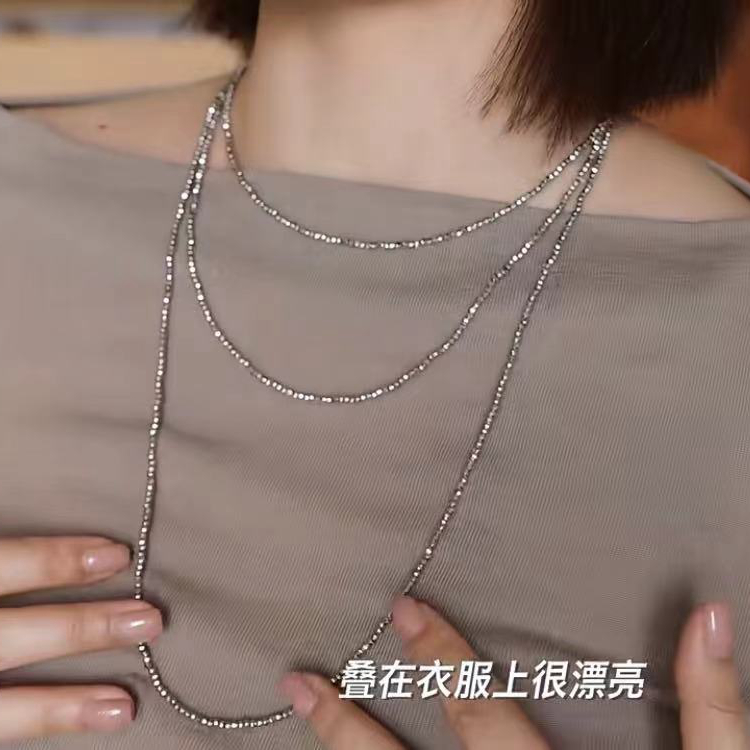 小众超闪流光波光粼粼中长款项链