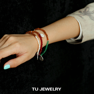 TU家《邂逅》芭比檀香木天然珍珠手链新中式气质叠戴手工弹力手串