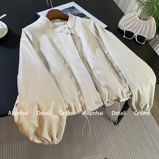 米白蛋白皮衣女2026春季新款短款上衣休闲宽松绝美巨好看的小外套