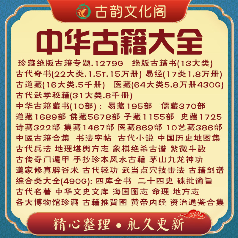 中华历代诸子百家道藏佛藏易经古中医国学地方志武学秘笈资料大全