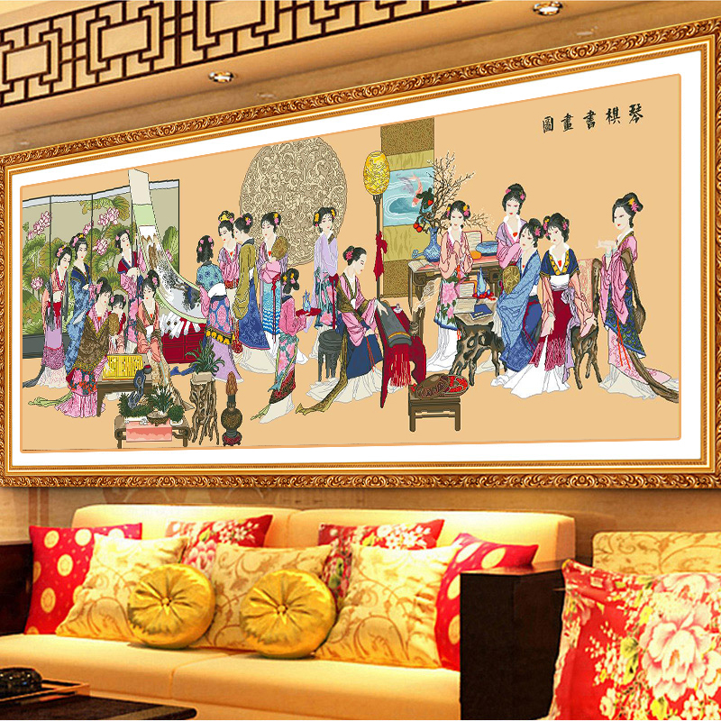 客厅人物钻石画满钻AB彩十二金钗
