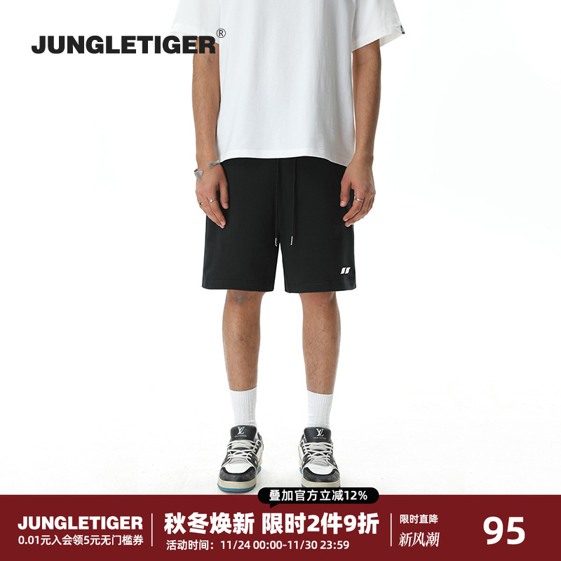丛林老虎美式休闲宽松直筒短裤男