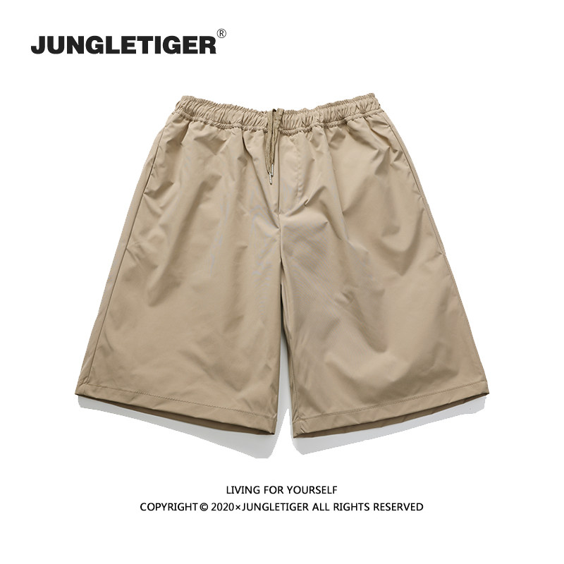 丛林老虎美式潮流卡其色短裤男夏季休闲大码宽松抽绳男生五分裤