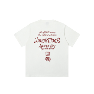 丛林老虎美式 高街hiphop运动宽松纯棉T恤男 嘻哈字母260g重磅短袖