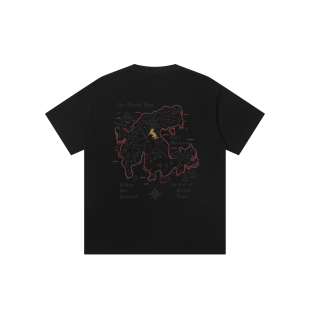 丛林老虎涂鸦地图纯棉T恤男2026夏季 街头bf风设计感小众圆领短袖