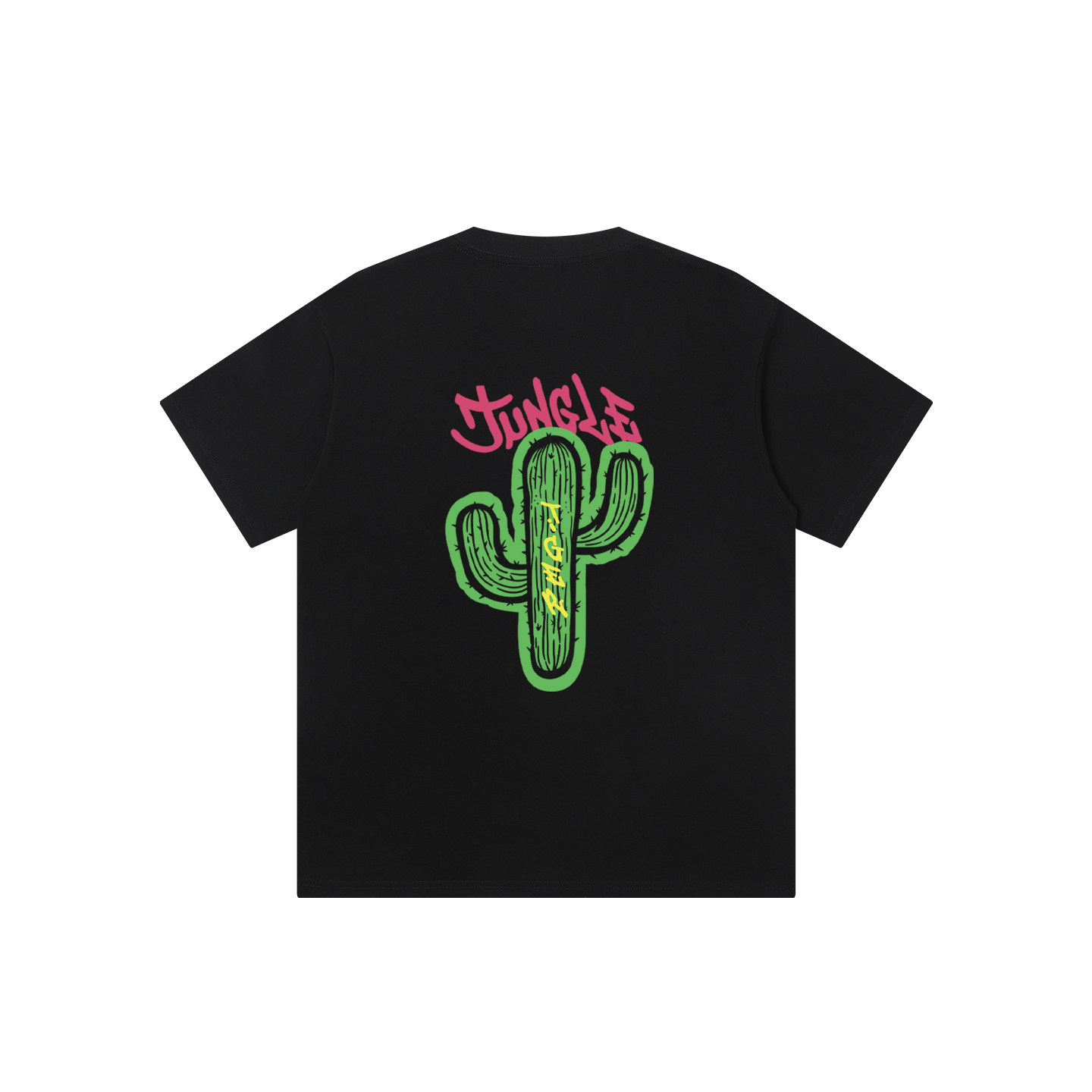 丛林老虎手绘仙人掌短袖T恤男女夏季新款260g重磅纯棉情侣装上衣