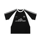 t恤男潮牌拼接重磅纯棉短袖 丛林老虎三条杠插肩袖 潮 怼甜同款