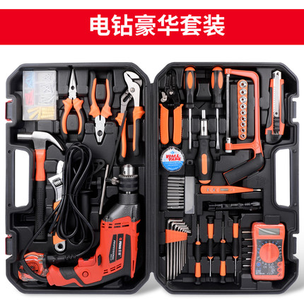 全锋家用工具套装电钻五金工具木工维修工具组套组合工具箱套装