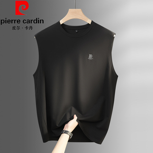 莫代尔无袖 皮尔卡丹男士 薄款 背心T恤夏季 上衣宽松坎肩 加肥加大码