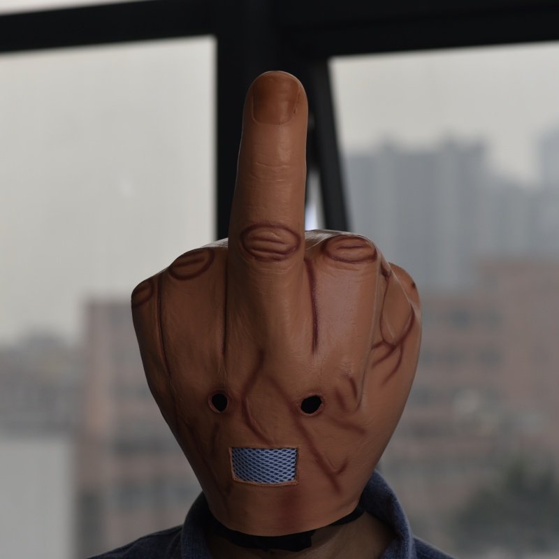 万圣节头套全脸面具竖中指