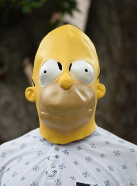 搞笑装扮头套辛普森面具万圣节乳胶装扮表演服饰道具