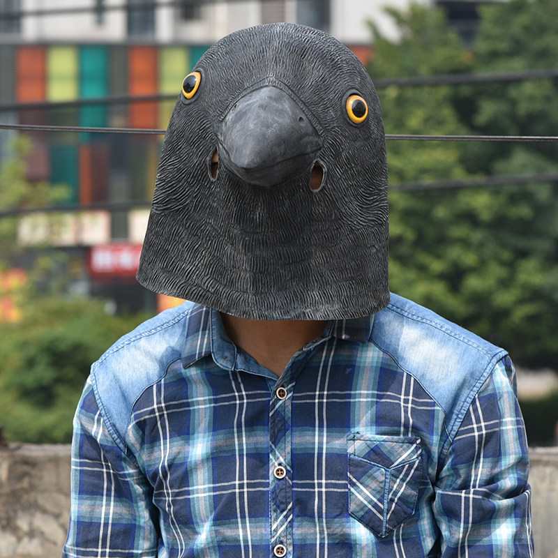 乳胶面具头套 动物乌鸦动漫男女恐怖舞会 成人cos抖音直播 道具