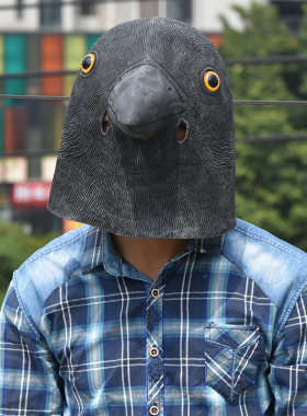 乳胶面具头套 动物乌鸦动漫男女恐怖舞会 成人cos抖音直播 道具