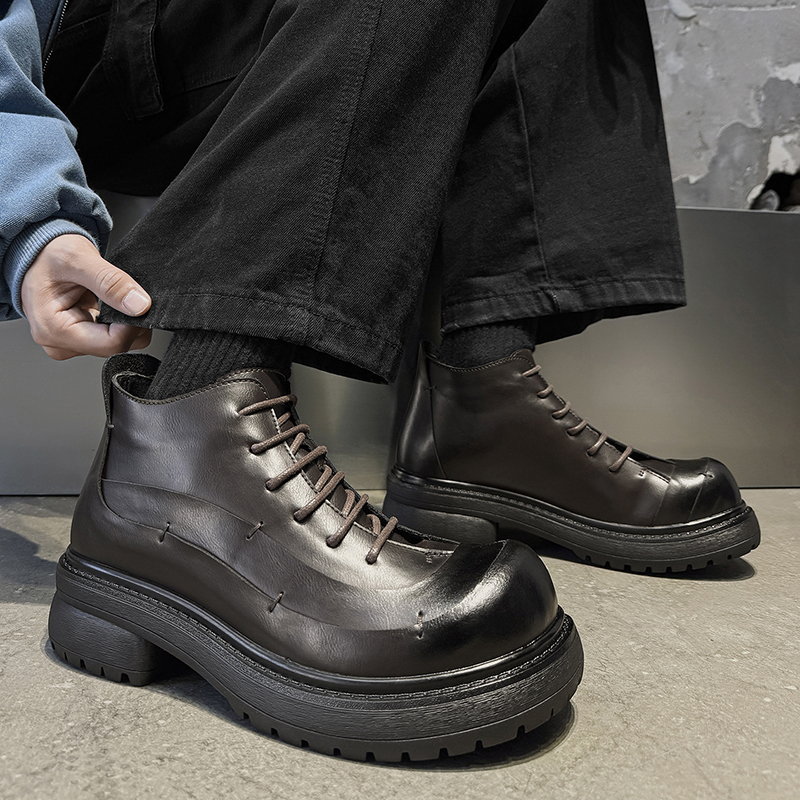 德比马丁靴男女厚底大头工装靴